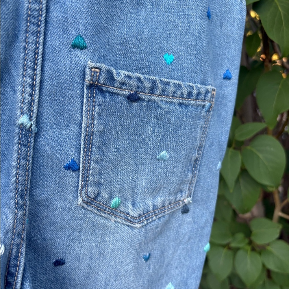 OshKosh B'gosh Denim Overalls with Hand embroidered Heart Details - Picture 7 of 12